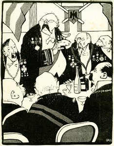 Líderes europeos brindan durante una conferencia, 1908 de Juan Gris
